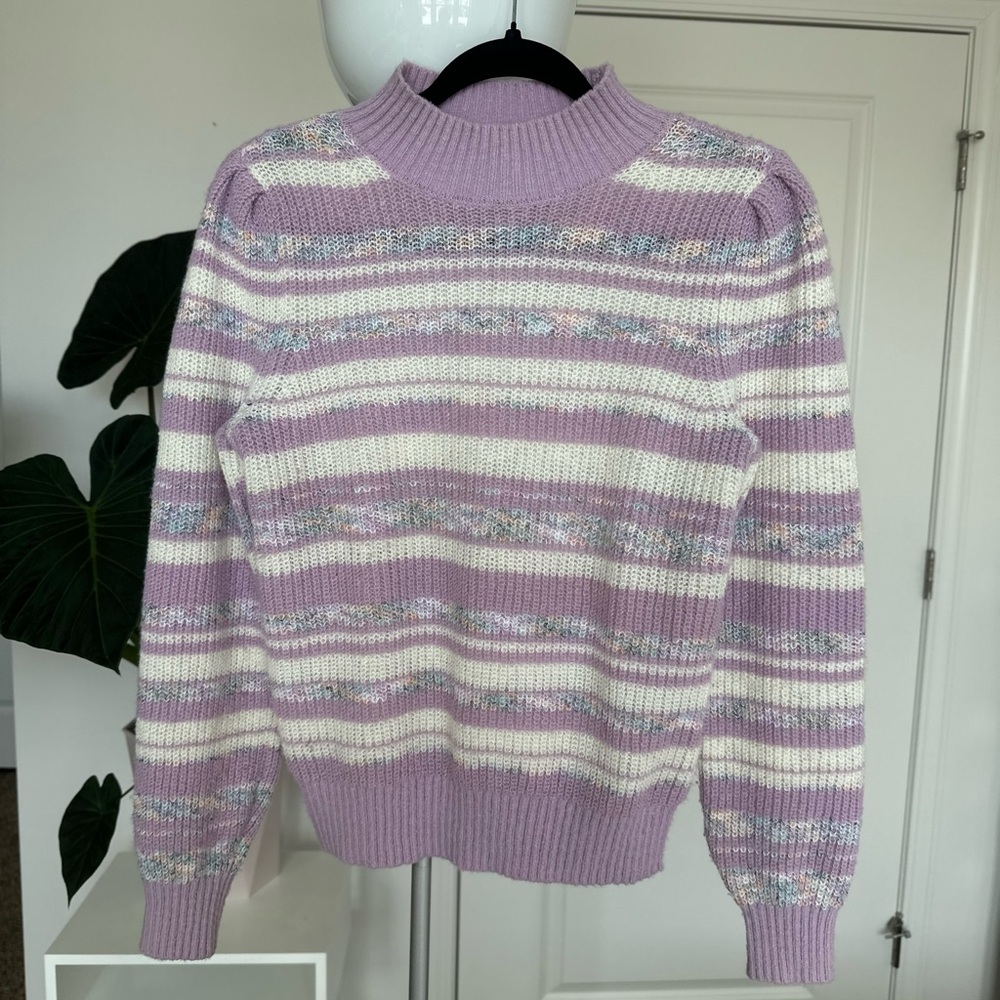 LOFT Lavender Robbed Knit Turtleneck Sweater